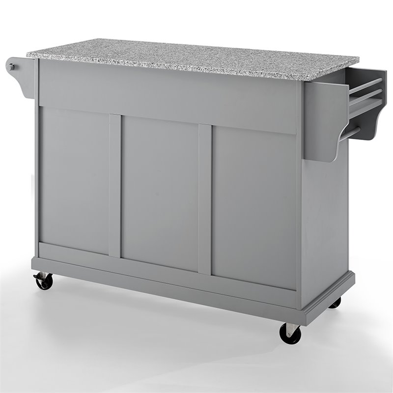 Crosley Furniture Wood Granite Top Kitchen Cart in Gray/Chrome