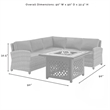 Crosley Furniture Bradenton 4Pc Fabric Fire Pit Sectional Set in Brown/Red