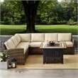 Crosley Furniture Bradenton 5 Pc Fabric Fire Pit Sectional Set in Brown/Sand