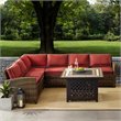 Crosley Furniture Bradenton 5 Piece Fabric Fire Pit Sectional Set in Brown/Red