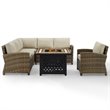 Crosley Furniture Bradenton 5Pc Fabric Fire Pit Sectional Set in Brown/Sand