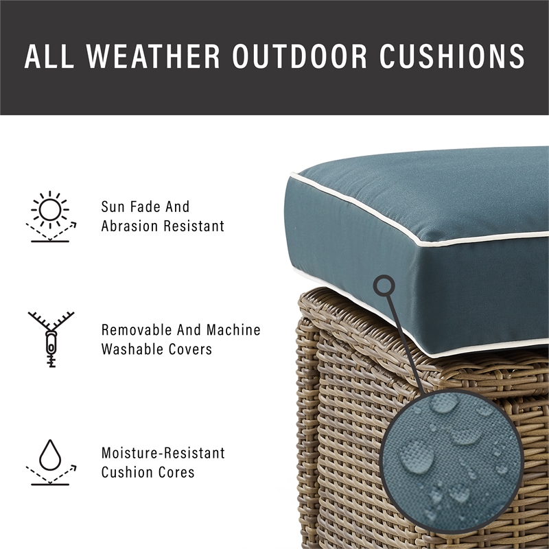 Crosley Furniture Bradenton 4 Piece Metal Patio Fire Pit Sofa Set in Brown/Navy