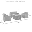 Crosley Furniture Bradenton 4-Piece Fabric Patio Fire Pit Sofa Set in Brown/Sand
