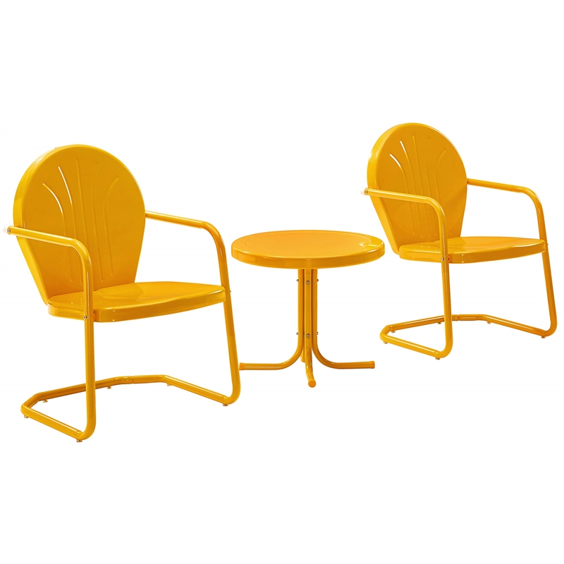 Crosley Furniture Griffith 3 Piece Metal Patio Conversation Set in Tangerine