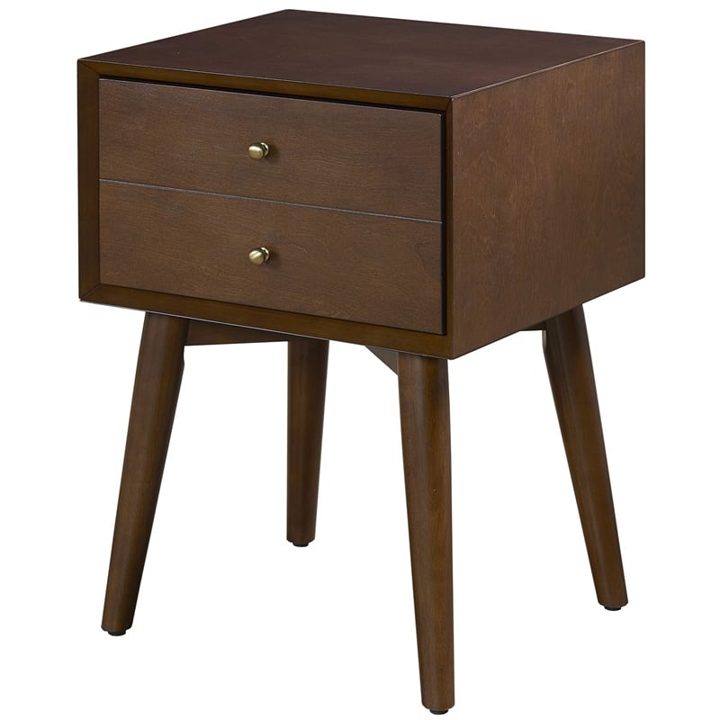 Crosley Furniture Landon 1 Drawer Wood Nightstand in Mahogany/Bronze
