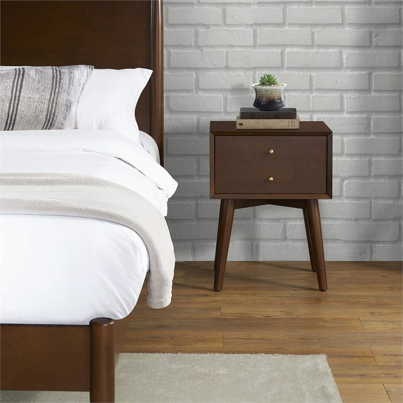 Crosley Furniture Landon 1 Drawer Wood Nightstand in Mahogany/Bronze