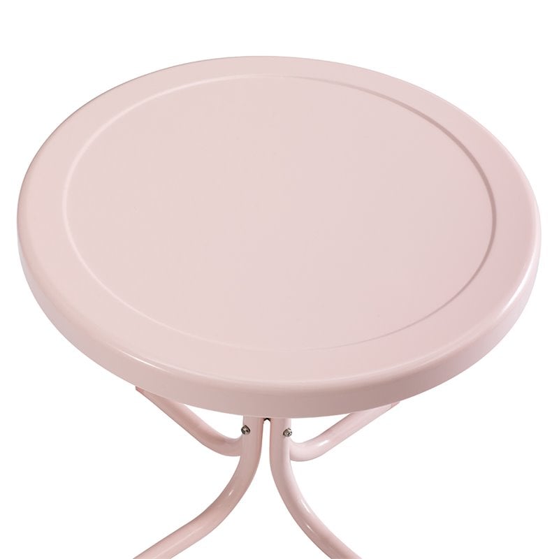 Crosley Furniture Retro Metal Patio End Table in Pastel Pink