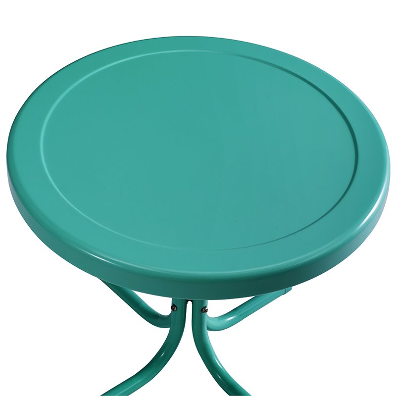 Crosley Retro Metal Patio End Table In, Turquoise Metal Outdoor Table