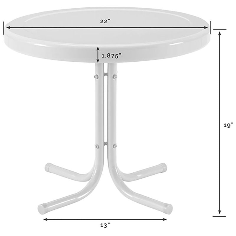 Crosley Furniture Retro Metal Patio End Table in Turquoise Gloss