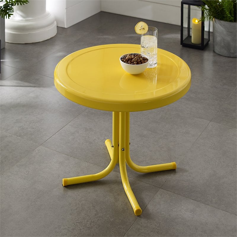 Crosley Retro Metal Patio End Table In, Lime Green Metal Side Table