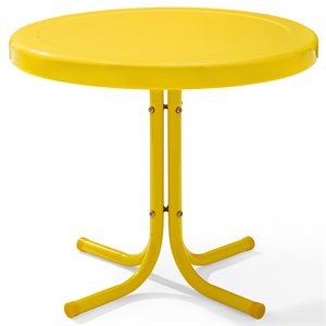 Crosley Furniture Retro Metal Patio End Table in Bright Yellow Gloss