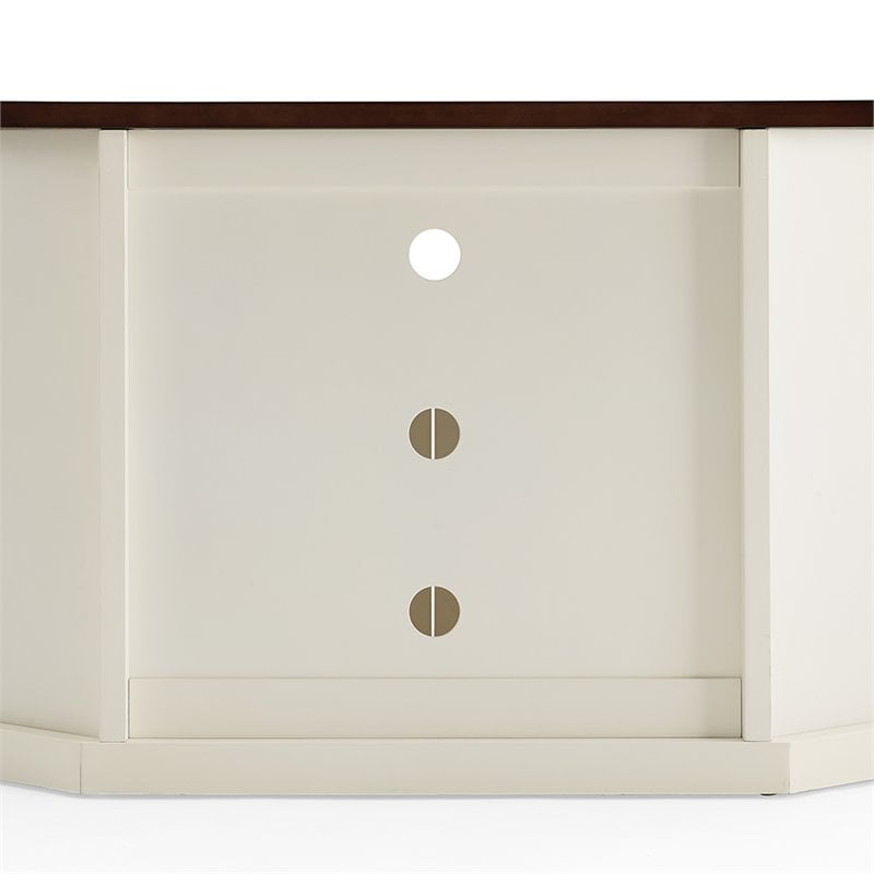 Crosley Furniture Shelby 60"Wood Corner TV Stand in White and Mahogany