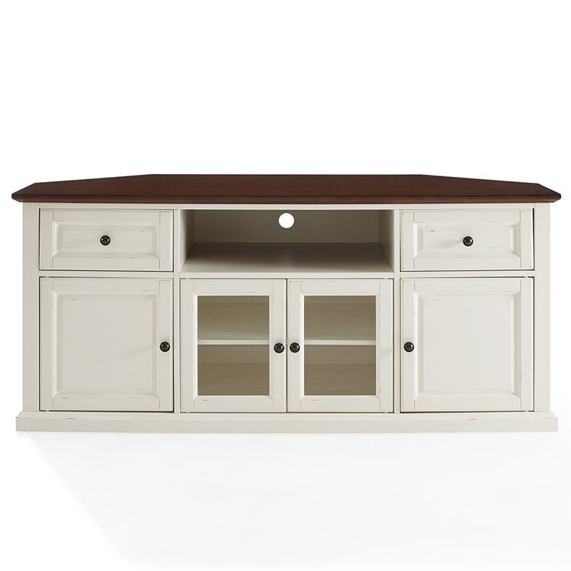 Crosley Furniture Shelby 60" Corner TV Stand in White and ...