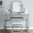 Crosley Furniture Vista Wood Linen Vanity Stool in Dove Gray/Cream