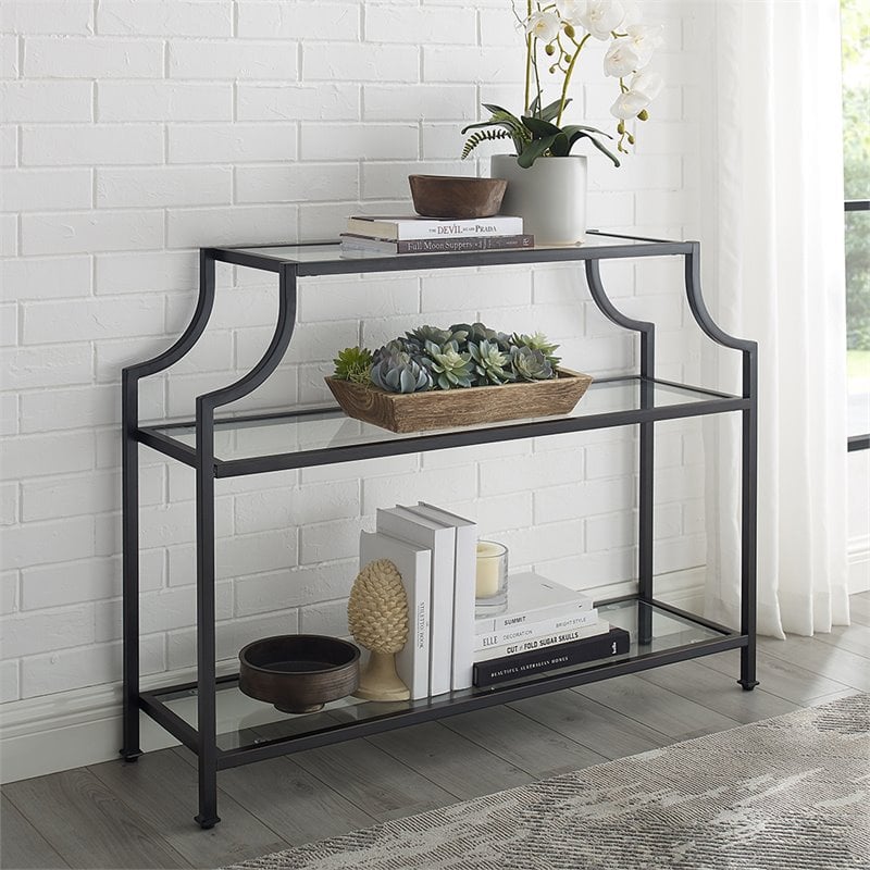 crosley aimee glass console table