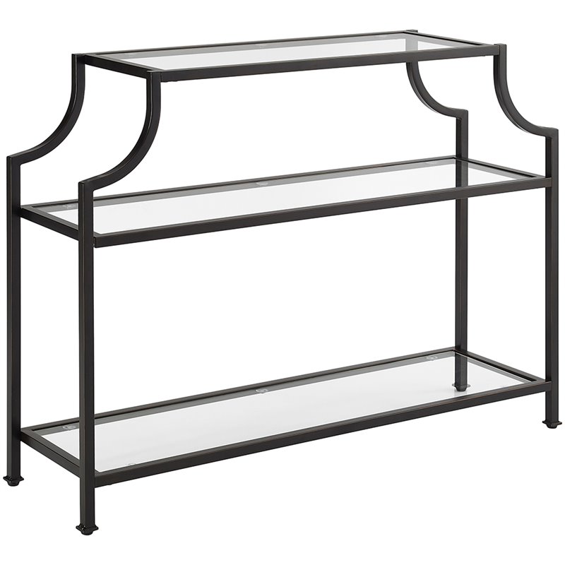 Crosley Aimee Glass Top Accent Console Table in Oil Rubbed Bronze