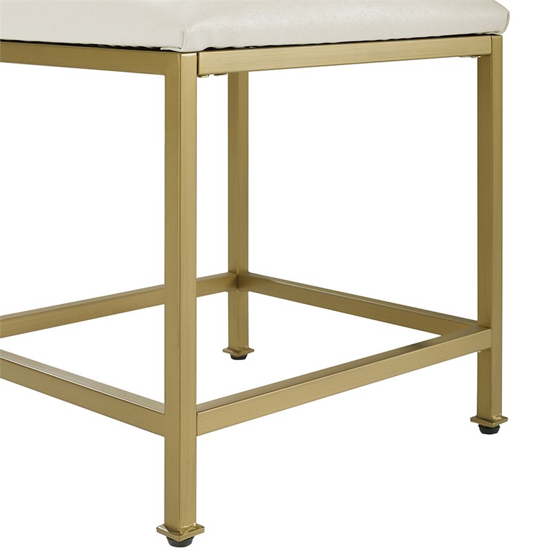 Crosley Furniture Aimee Metal Vanity Stool in Soft Gold/Oatmeal