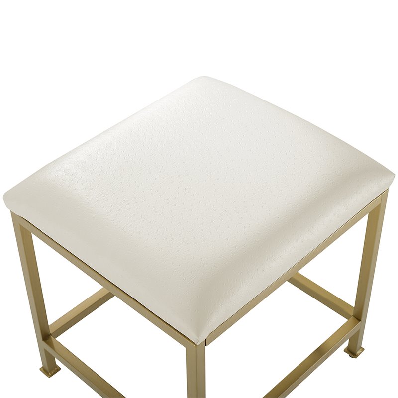 Crosley Furniture Aimee Metal Vanity Stool in Soft Gold/Oatmeal