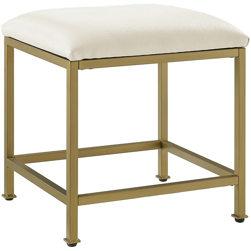 Crosley Aimee Faux Leather Vanity Stool In Soft Gold Cf1310 Gl