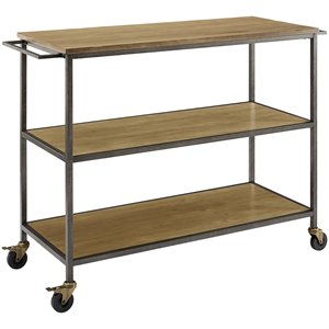 crosley brooke kitchen cart in washed oak and antique bronze