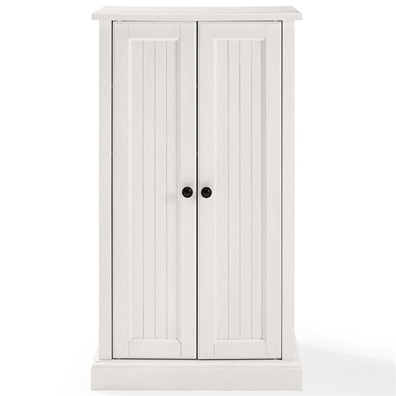 Crosley Furniture Seaside 2 Door Wood Accent Cabinet in Distressed White