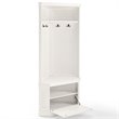 Crosley Furniture Seaside 4 Hook Wood Corner Hall Tree in Distressed White