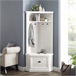 Crosley Furniture Seaside 4 Hook Wood Corner Hall Tree in Distressed White