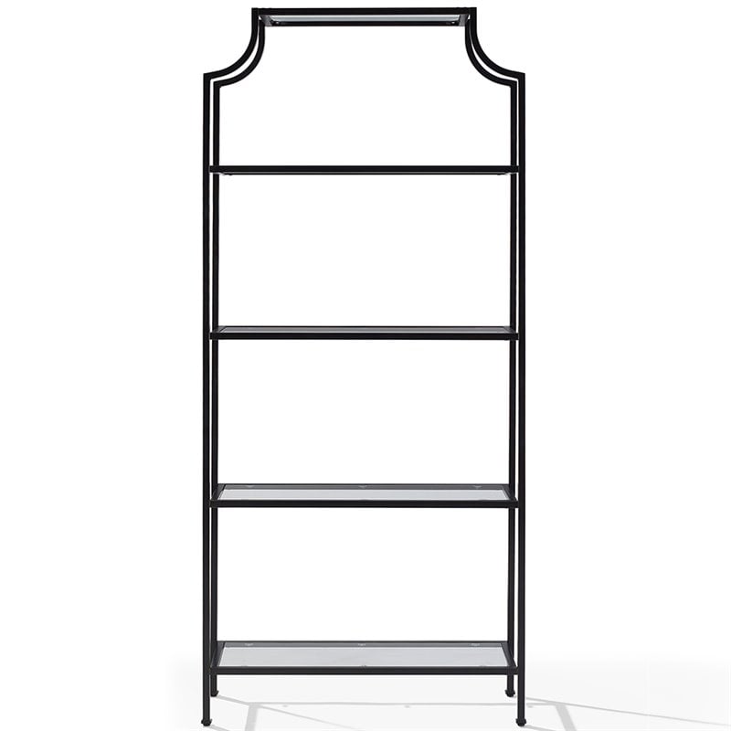 Crosley Furniture Aimee Glass Metal Etagere Bookcase in Oil Rubbed Bronze