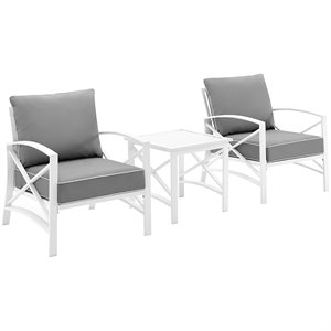 crosley kaplan metal patio arm chair in gray and white (set of 2)
