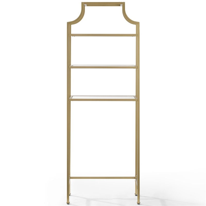 crosley furniture aimee 3 shelf metal/glass spacesaver in soft gold