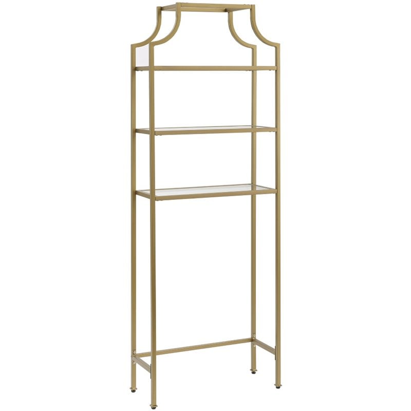 Crosley Furniture Aimee 3 Shelf Metal/Glass Spacesaver in Soft Gold