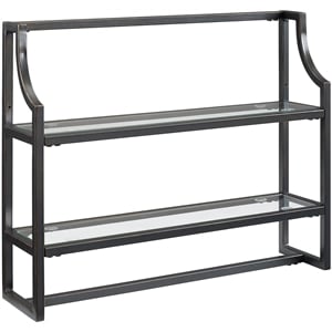 Crosley Furniture Aimee 2 Shelf Glass Metal Wall Shelf in Oil Rubbed Bronze