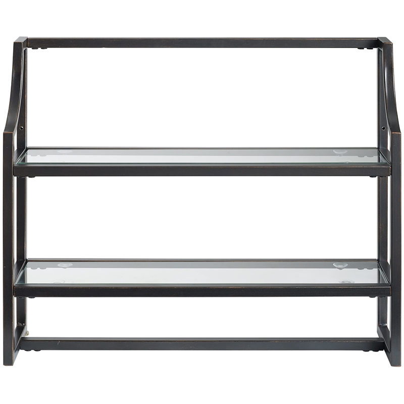 Crosley Furniture Aimee 2 Shelf Glass Metal Wall Shelf in Oil Rubbed Bronze