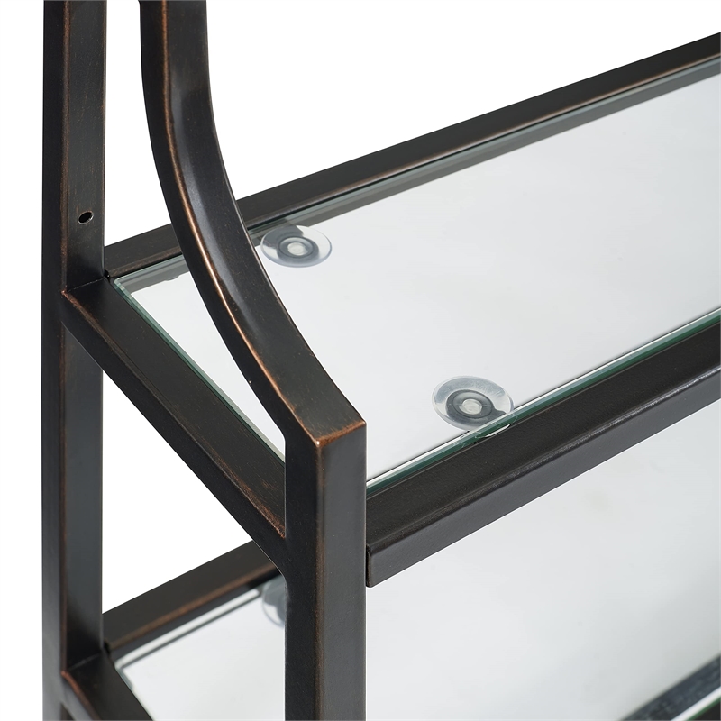 Crosley Furniture Aimee 2 Shelf Glass Metal Wall Shelf in Oil Rubbed Bronze