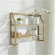 Crosley Furniture Aimee 2 Shelf Glass Metal Wall Shelf in Soft Gold