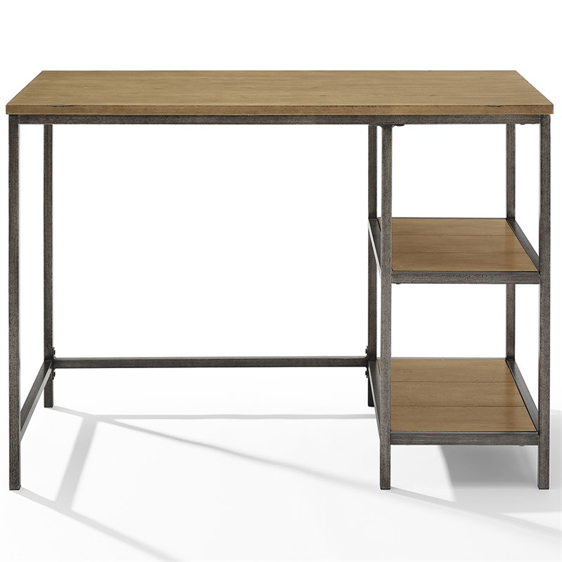 Crosley Brooke Industrial Writing Desk in Washed Oak and Antique Bronze