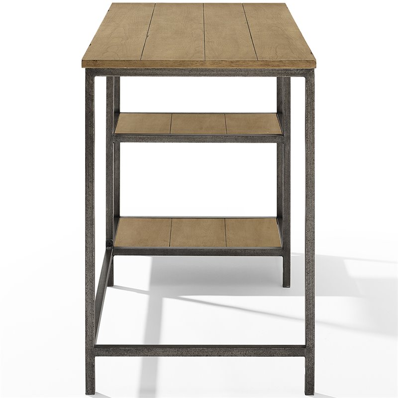 Crosley Brooke Industrial Writing Desk in Washed Oak and Antique Bronze