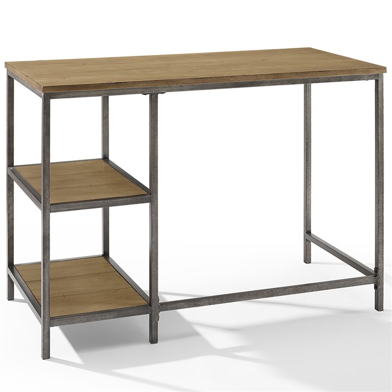 Crosley Brooke Industrial Writing Desk in Washed Oak and Antique Bronze