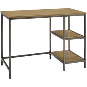 crosley brooke industrial writing desk in washed oak and antique bronze