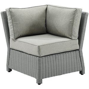 Crosley Bradenton Wicker Patio Corner Chair in Gray
