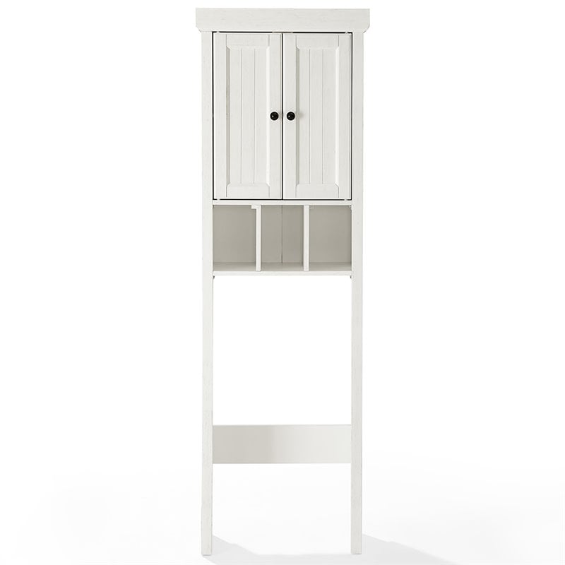 Crosley Furniture Seaside 2 Door Wood Spacesaver in Distressed White