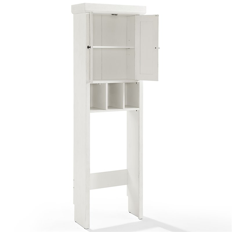 Crosley Furniture Seaside 2 Door Wood Spacesaver in Distressed White