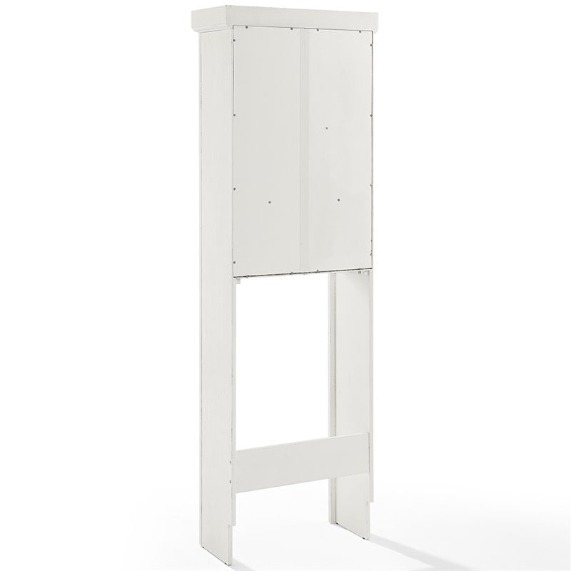 Crosley Furniture Seaside 2 Door Wood Spacesaver in Distressed White