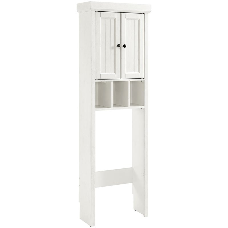 Crosley Furniture Seaside 2 Door Wood Spacesaver in Distressed White