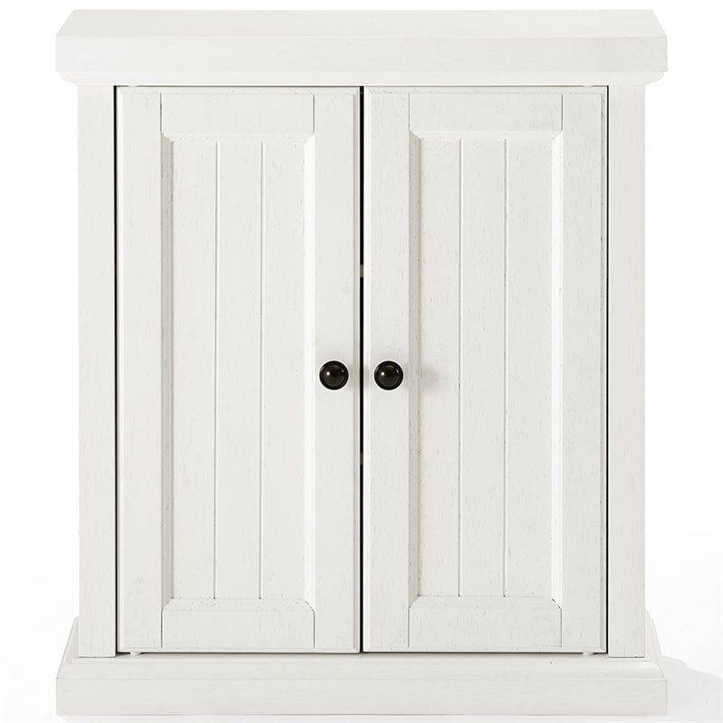 Crosley Furniture Seaside Wood 2 Door Medicine Cabinet in Distressed White