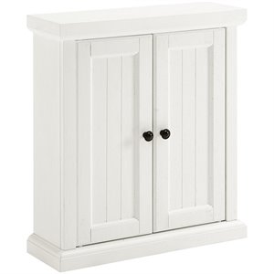 Crosley Furniture Seaside Wood 2 Door Medicine Cabinet in Distressed White