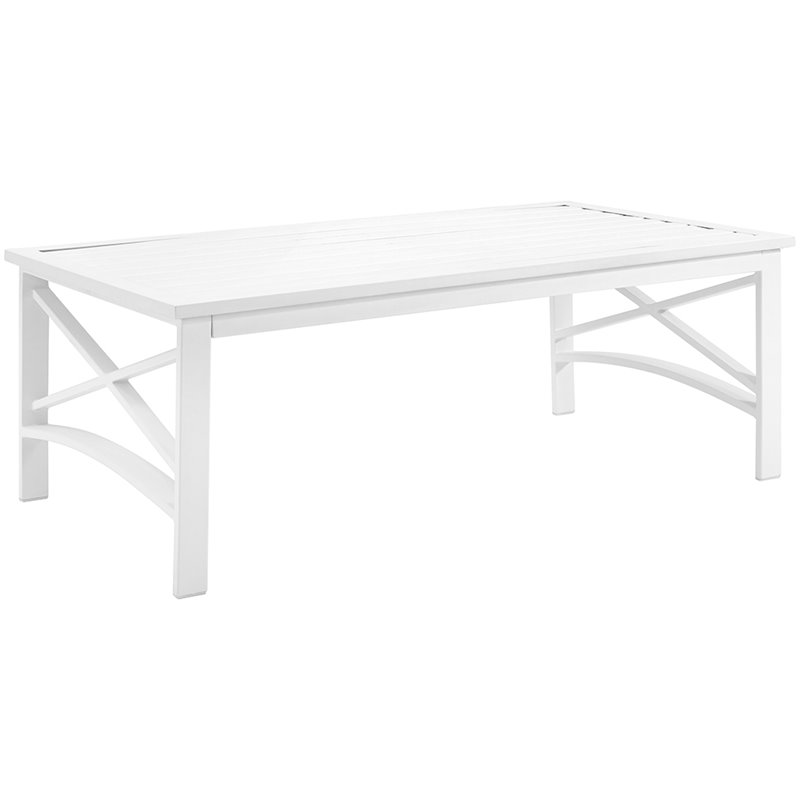 Crosley Kaplan Metal Slat Top Patio Coffee Table In White Co6207 Wh - White Metal Patio Coffee Table
