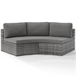 Crosley Catalina Outdoor Wicker Curved Patio Sectional Sofa in Gray