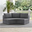 Crosley Catalina Outdoor Wicker Curved Patio Sectional Sofa in Gray