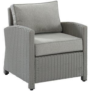 crosley bradenton wicker patio arm chair in gray
